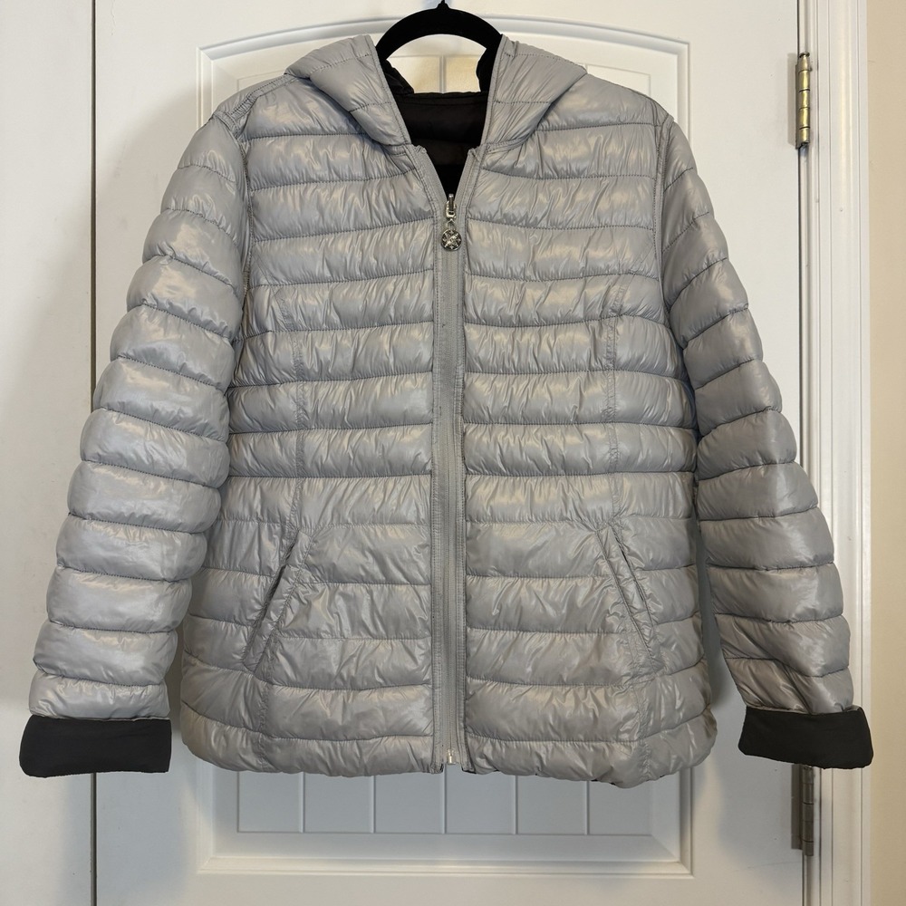 Nautica Reversible Womens XL Lightweight Hooded Puffer Jacket Quilted Full Zip - Picture 8 of 14